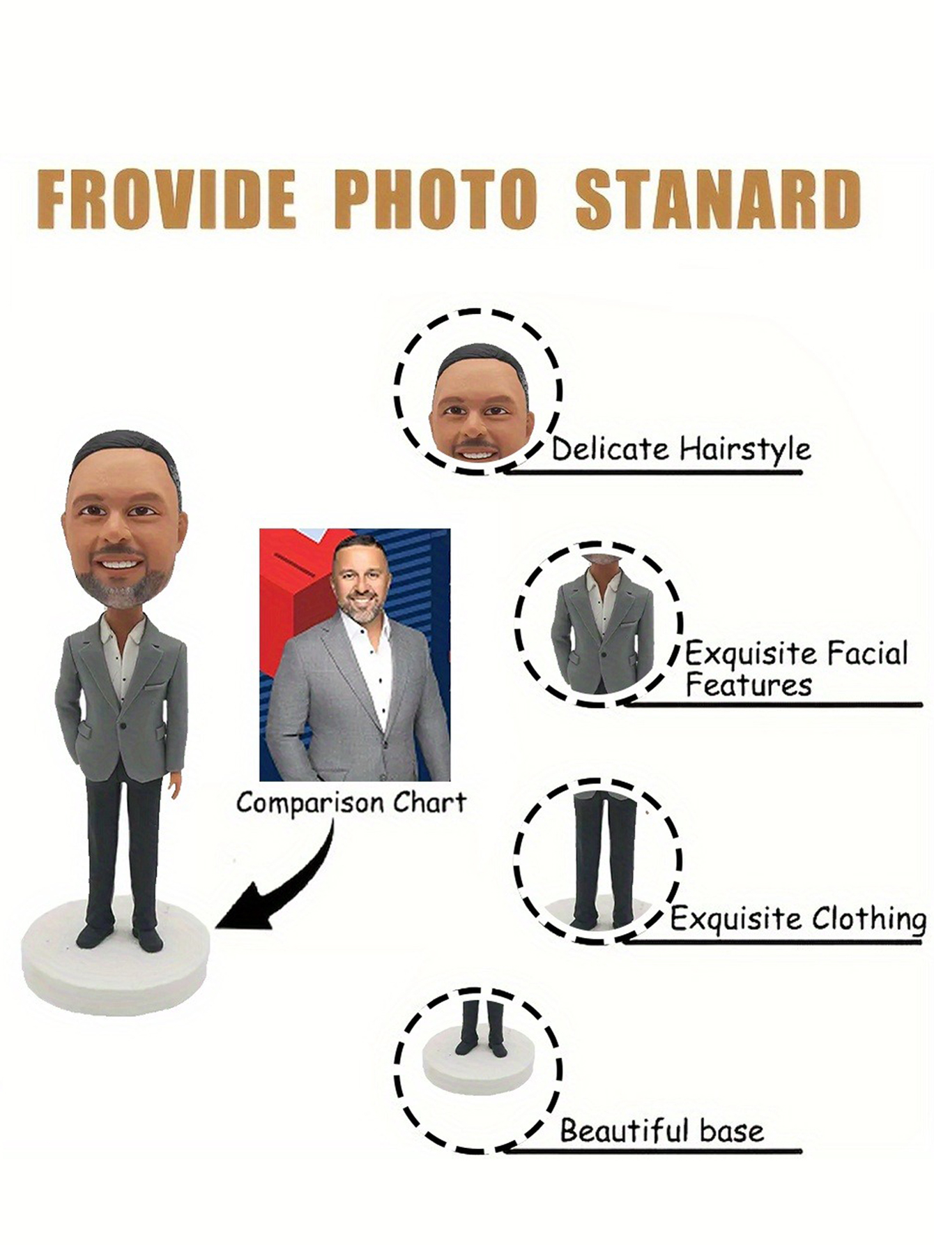 Custom Single-Person Cartoon Bobblehead Doll, Personalized Clay Figurine